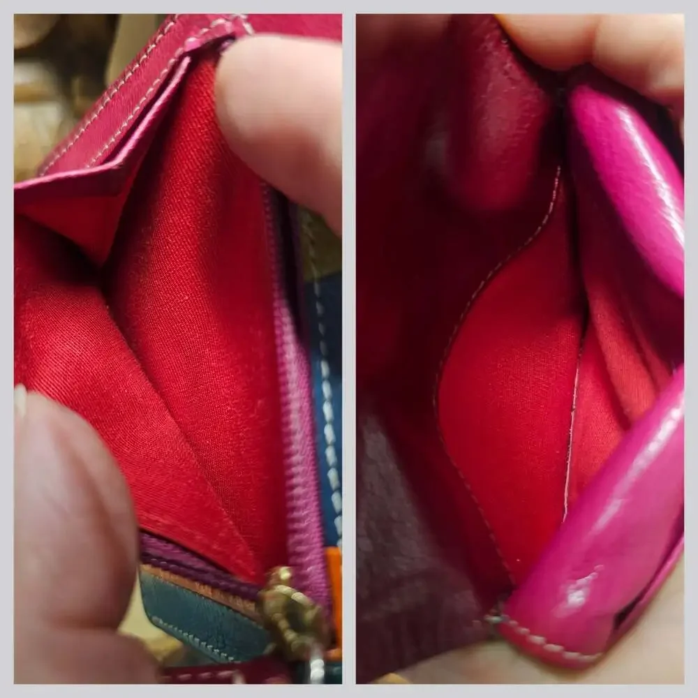 TUSK Colorblock Leather Snap Bifold Compact Wallet Keychain Minimalist RARE